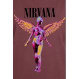 Nirvana - T-shirt - Rood - 100% Katoen - Bedrukt Voorzijde