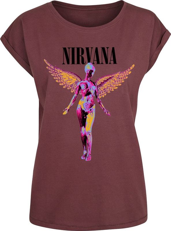 Nirvana - T-shirt - Rood - 100% Katoen - Bedrukt Voorzijde