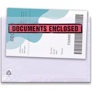 Triplast 100 x A6-bedrukte documentenbijgesloten portemonnee (158 x 110 mm) | Doorzichtige plastic enveloppen/hoesjes/zakken/portefeuilles verwijderen en verzegelen | Facturen, paklijsten &