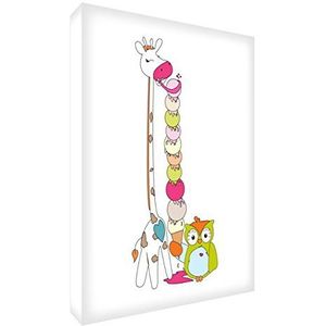 Feel Good Art bc-girice-a5blk-12it token deco acryl met strikken diamant met motief heer giraffe en heer uil met ijs 10,5 x 14,8 x 2 cm Bianco