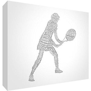 Feel Good Art TENNISGIRL2436-01IT - Tennista Moderne typografische canvasdruk in crème - 91 x 60 cm