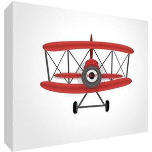 Feel Good Art PLANE-A6BLK-09R-ES decoblok voor baby's, motief: vliegtuig, 10,5 x 14,8 x 2 cm, rood/wit