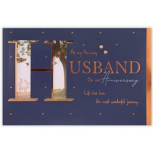 Clintons: Verjaardagskaart echtgenoot met foto paar op schommel verjaardagskaart echtgenoot 229 x 149 mm 1164186 Multi