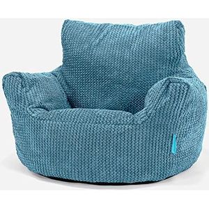 LOUNGE PUG, Kinderfauteuil Zitzak, Poef, Pompom Petrol