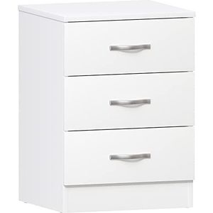 Vida Designs Riano Grote witte commode met 3 laden met handgrepen en metalen geleiders, unieke anti-doorzakken ladehouder, opbergkast voor slaapkamer