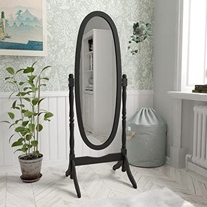 Vida Designs Nishano Paard Staande spiegel, volledige lengte, verstelbaar, voor slaapkamer, hout, groot, zwart