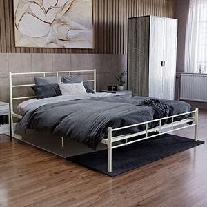 Vida Designs Dorset kingsize bed frame, 1,5 m metalen bed frame slaapkamer meubels, wit