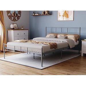 Vida Designs Dorset Bed, metaal, 4ft6, dubbel, zilverkleurig, productgrootte: H 78 x B 142 x D 197 cm