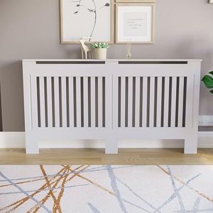 Vida Designs Chelsea Moderne Radiator Grill Latten MDF Wit Geschilderd Plaat, Een Grote Kast, Composiet Hout