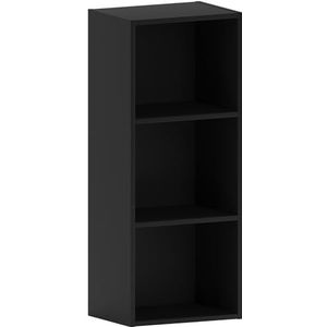 Vida Designs Oxford Boekenkast met 3 niveaus, zwart hout, display, opbergmeubel voor kantoor, woonkamer