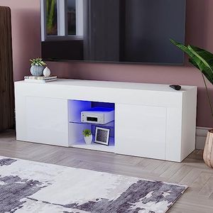 Vida Designs Eclipse LED TV Unit 2 Deur Moderne Gloss Matte MDF Woonkamer Kast Media Stand Meubels RGB Licht Wit