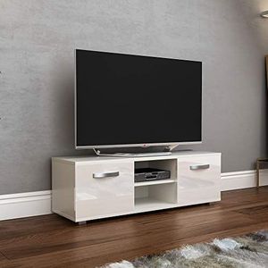 Vida Designs Cosmo TV Unit 2 Deur Moderne Glans Mat MDF Woonkamer Kast Mediastandaard Meubels Wit 120cm, 120cm-Geen LED Lights