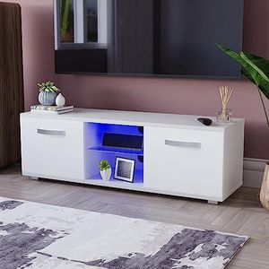 Vida Designs Cosmo LED TV Unit 2 Deur Modern Gloss Matte MDF Woonkamer Kast Media Stand Furntiure RGB Licht Wit 120 cm