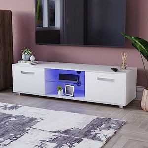 Vida Designs Cosmo LED TV Unit 2 Deur Modern Gloss Matte MDF Woonkamer Kast Media Stand Furntiure RGB Licht Wit 140 cm