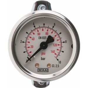 RS PRO Schalen Drukmeter 0bar tot 10bar / ± 2,5%, S, Metrologie, Zwart