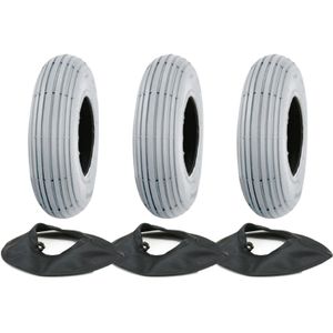 200x50 scootmobielband & binnenband grijs P191 band zonder markering opgepompt (set van 3)