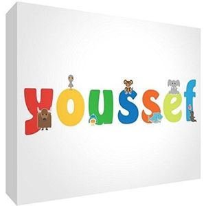 Little Helper LHV-YOUSSEF-A7BLK-15IT Decoratief paneel voor pasgeborenen/doop, cadeau-idee, personaliseerbaar ontwerp met naam voor jongens Youssef, meerkleurig, 7,4 x 10,5 x 2 cm
