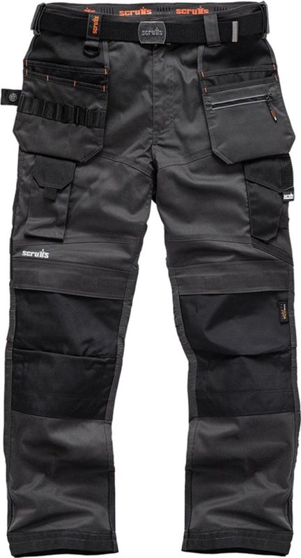 Scruffs - Pro Flex Plus - Werkbroek - Grijs - Slijtvaste Versteviging - Holsterzakken