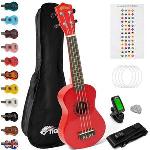 TIGER Sopraan Ukulele Kit - Beginners Packs in Rood