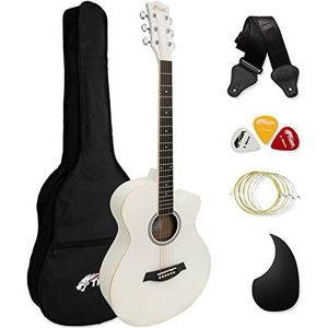 TIGER Met Ontbrekende Schouder Akoestische Gitaar Kit, Full Size, Cutaway, Wit (Wit)