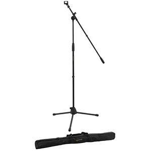 World Rhythm WR-502 microfoonstandaard met microfoonclip, in hoogte verstelbare microfoonstandaard met statief en microfoonclip en draagtas
