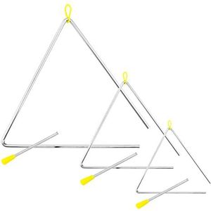 TIGER TRI-SET 6/8/12"" driehoek instrumentenset - zware stalen driehoeken met metalen stakers - ideaal voor school, band of thuisgebruik - 3 driehoeken
