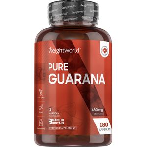 Guarana - Cafeïne Capsules - 4800mg - 180 Vegan Capsules - Rijke Bron aan Cafeïne