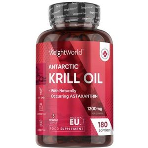 WeightWorld - Krillolie - 1200 mg - Softgels - Rijk aan Omega 3-vetzuren - 180 Softgels