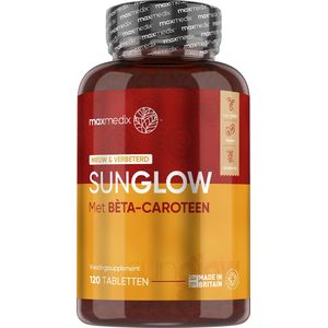 Sunglow natuurlijke Bruiningspillen - Bevordert de normale pigmentatie van de huid - Met bÃ¨ta-caroteen, vitamine A en zink - 120 vegan tabletten voor 4 maanden voorraad - Van maxmedix