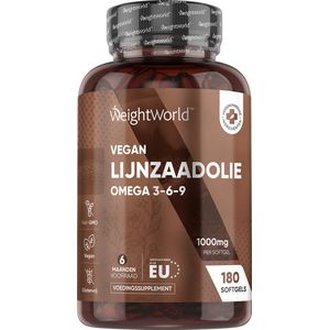 Lijnzaadolie - 180 Vegan Softgels - Rijk aan Omega 3, 6 en 9 Vetzuren