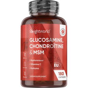 Glucosamine & Chondroïtine - Capsules - 180 Vegan - Met Kurkuma en Vitamine C