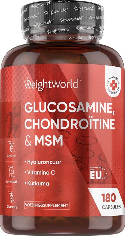 Glucosamine & Chondroïtine - Capsules - 180 Vegan - Met Kurkuma en Vitamine C
