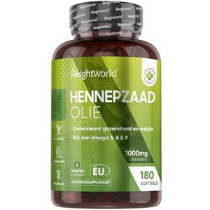 Weightworld - Hennepzaadolie Softgels - 180 Capsules - 1000 mg per Capsule - Vegan