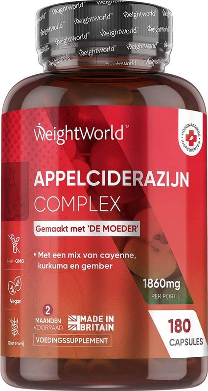 Appelciderazijn Capsules - 180 Stuks - Vegan - Ongefilterd
