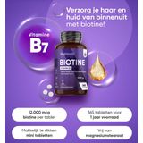 WeightWorld Biotine Haar Tabletten - 12.000 mcg - Voor sterk en glanzend haar - 365 vegan tabletten voor 1 jaar voorraad