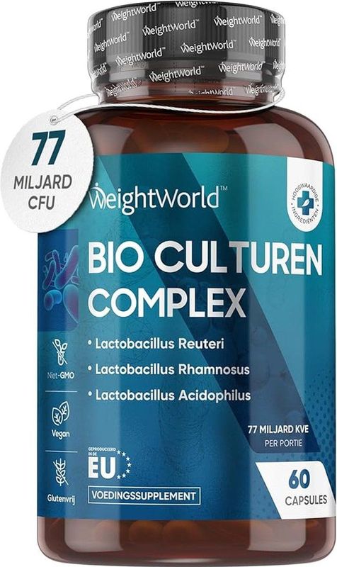 Bio Probiotica Cultuur Complex met Inulin- 60 Capsules - 77 Billion CFU - 20 bacteriestammen