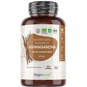 WeightWorld - Biologische Ashwagandha - 605mg - 180 Capsules - Vegan
