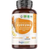 WeightWorld Biologische Kurkuma met zwarte peper en gember - 1440 mg - 180 vegan capsules