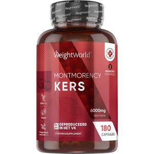 WeightWorld Montmorency Zure Kersen capsules - 6000 mg - 180 capsules voor 3 maanden voorraad - Vegan