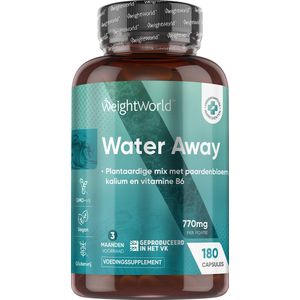 Water Away Vochtafdrijvers - 180 natuurlijke capsules voor 3 maanden voorraad - Ondersteun optimaal je lichaam - Met kalium, vitamine B6, groene thee en paardenbloem - Van WeightWorld