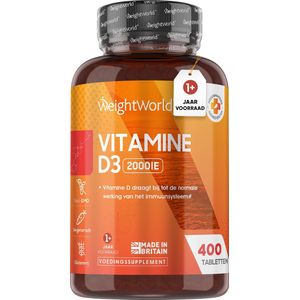 WeightWorld Vitamine D3 - 2000 IE - 400 tabletten voor +1 jaar voorraad