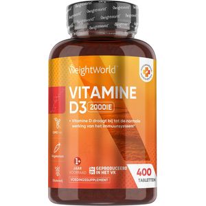 WeightWorld Vitamine D3 - 2000 IE - 400 tabletten voor +1 jaar voorraad