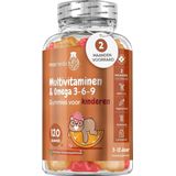 maxmedix Multivitamine Gummies voor kinderen - 17 belangrijke vitamines, mineralen en omega's - 120 gummies voor 2 maanden - Natuurlijke framboos en sinaasappelsmaak