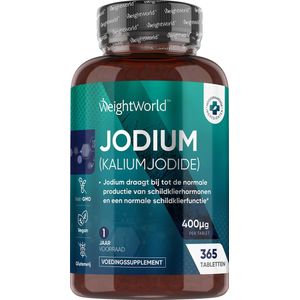 WeightWorld Jodium tabletten - 400 mcg - 365 vegan tabletten voor 1 jaar - Hoge kwaliteit kaliumjodide uit zee algen - Natuurlijke ingrediënten