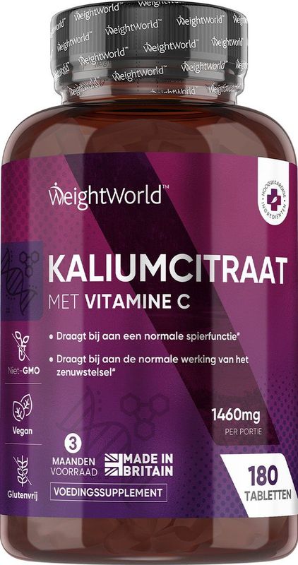 WeightWorld Kalium citraat met vitamine C - 1460 mg - 180 tabletten voor 3 maanden