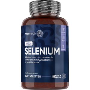 maxmedix Selenium tabletten - 200 mcg - 365 tabletten voor 1 jaar voorraad - Ondersteunt de schildklier en het immuunsysteem