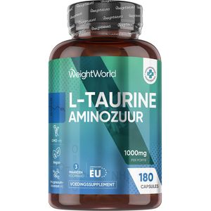 WeightWorld L-Taurine capsules - 1000 mg - 180 vegan capsules voor 3 maanden - 100% puur taurine poeder