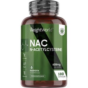 WeightWorld NAC N-Acetyl-Cysteine capsules - 600 mg - 180 capsules voor 6 maanden