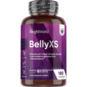 Belly XS - Natuurlijke ondersteuning voor het behalen van je doelen - 180 capsules voor 3 maanden voorraad - Mix van natuurlijke vitamines en mineralen - Bevat niacine wat helpt energie los te maken uit vet