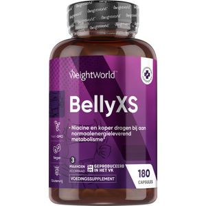 WeightWorld BellyXS capsules - Met niacine, koper en groene thee extract - Ideale aanvulling op je dieet - 180 capsules voor 3 maanden